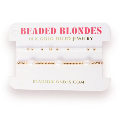 Beaded Blondes Poppi Pearl Luster Stack Bracelets