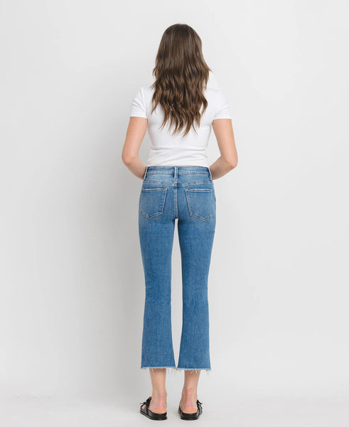 Vervet - “Forget” Mid Rise Raw Step Hem Ankle Flare Jeans