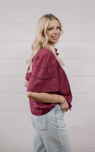 Oh My Stars Paige Top- Maroon