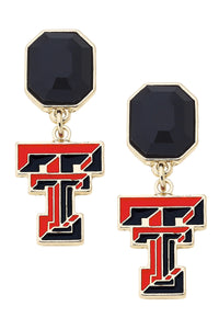 Texas Tech Red Raiders Rhinestone Enamel Logo Earrings