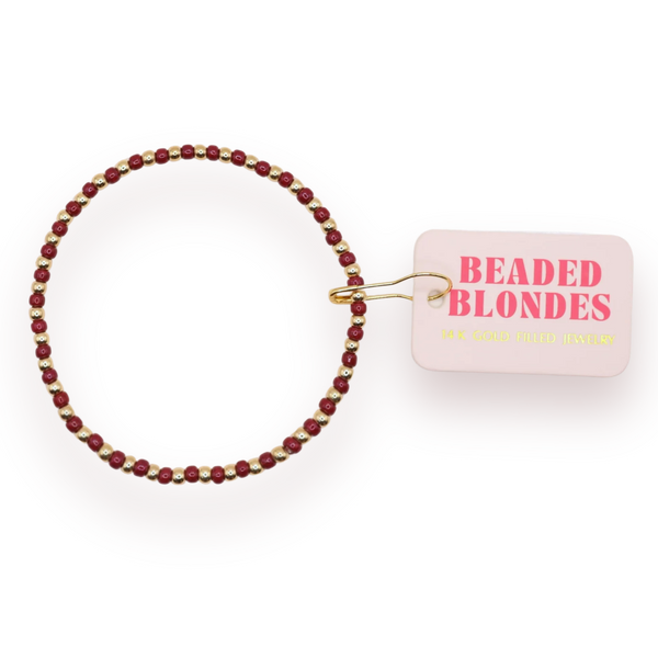 Beaded Blondes Demi Bracelet in Maroon