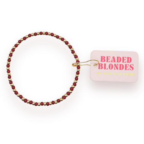 Beaded Blondes Demi Bracelet in Maroon
