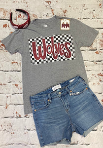Checkered Wolves in Glitter Tee