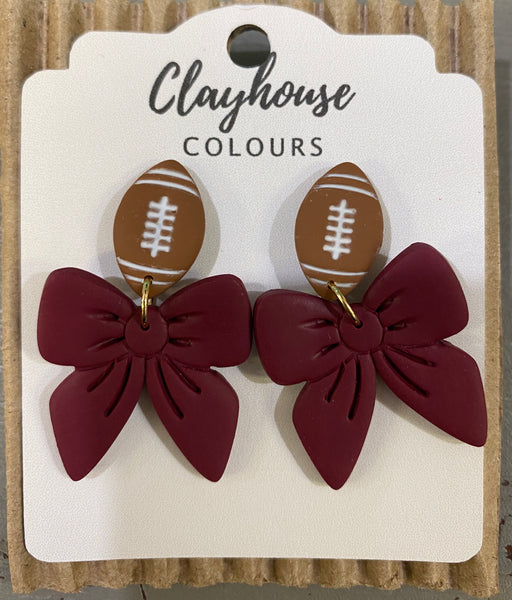 Football & Bow Earrings