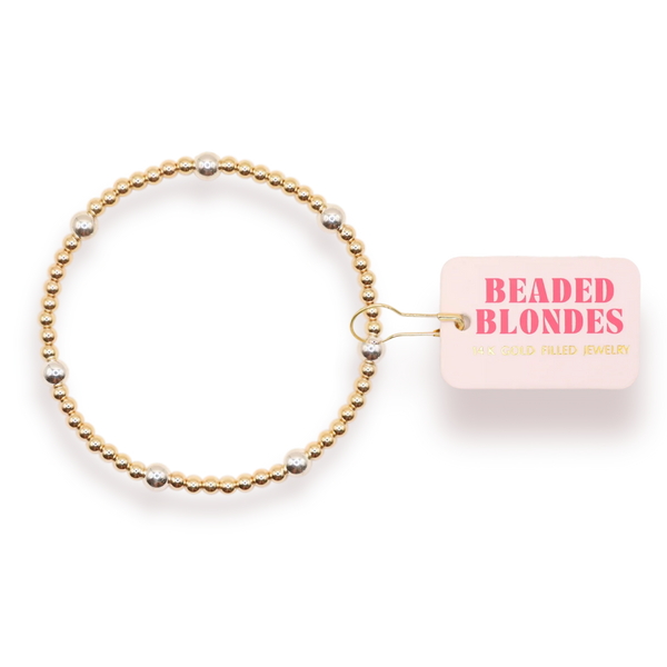 Beaded Blondes Olive in Gold with Silver