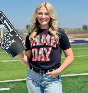 Checkered Game Day with Metallic Puff Tee