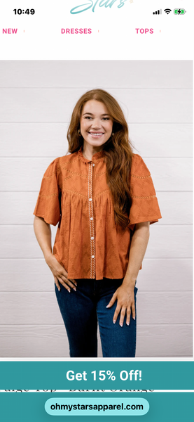 Oh My Stars Paige Top- Burnt Orange