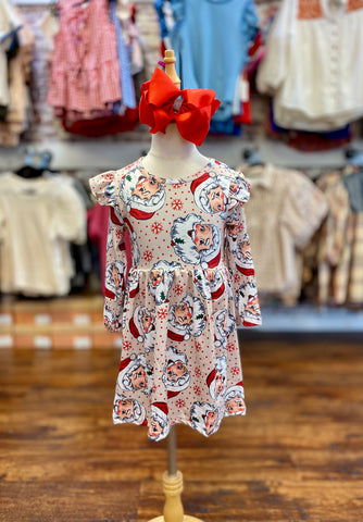 Girls Taupe Santa Dress