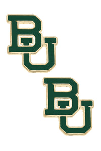 Baylor Bears Enamel Logo Stud Earrings in Shiny Gold