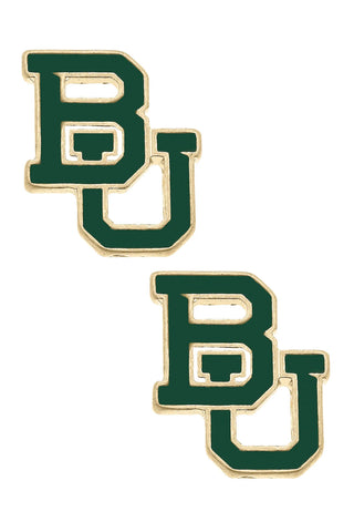 Baylor Bears Enamel Logo Stud Earrings in Shiny Gold