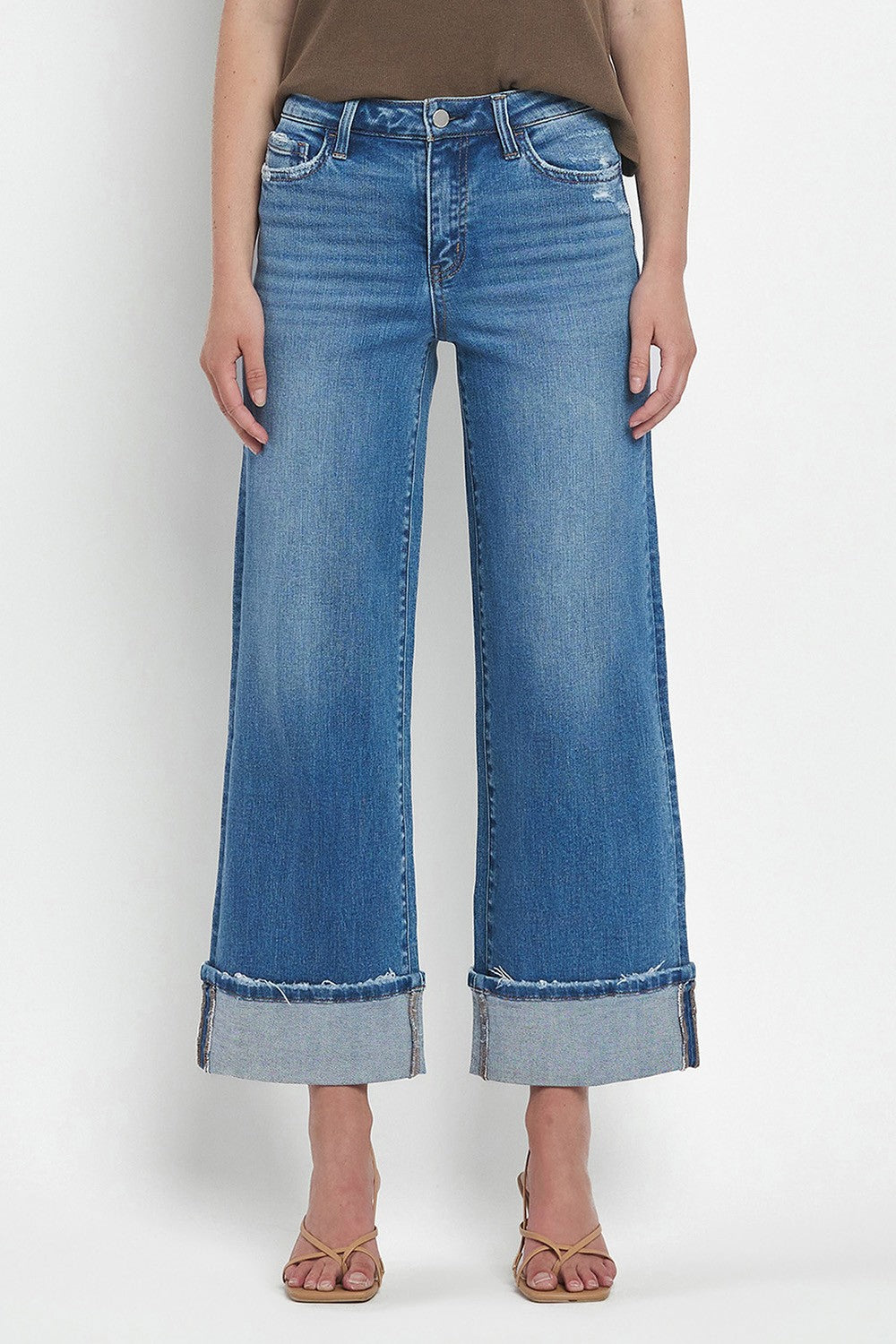 Flying Monkey High Rise Cuffed Wide Jeans
