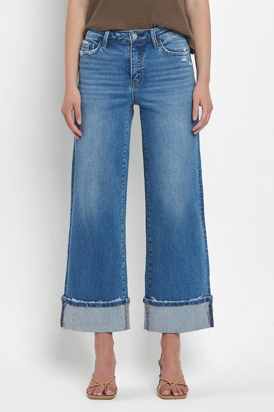 Flying Monkey High Rise Cuffed Wide Jeans