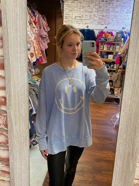 Easel Smiley Long Sleeve Top