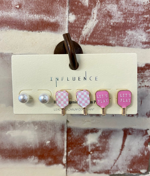 Pickleball Stud Earring Set