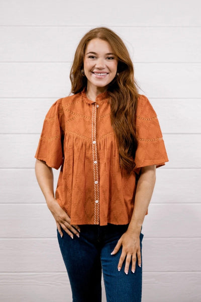 Oh My Stars Paige Top- Burnt Orange