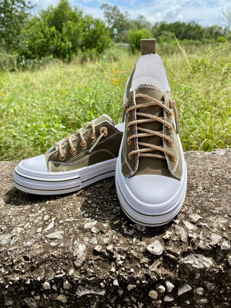 Aman Sparkle Sneaker-Khaki