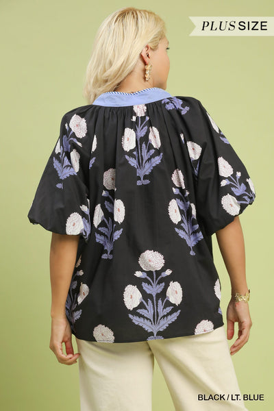 Curvy Blue Thorn Top