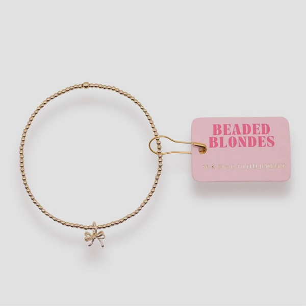 Beaded Blondes Bow Charm Bracelet