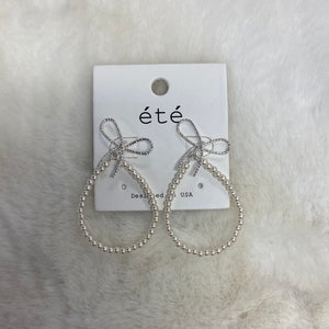 Bow and Pearl Teardrop Earrings