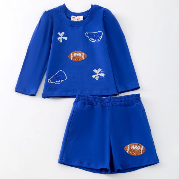 Sparkle Cheer Girls Set-Navy/Royal Blue