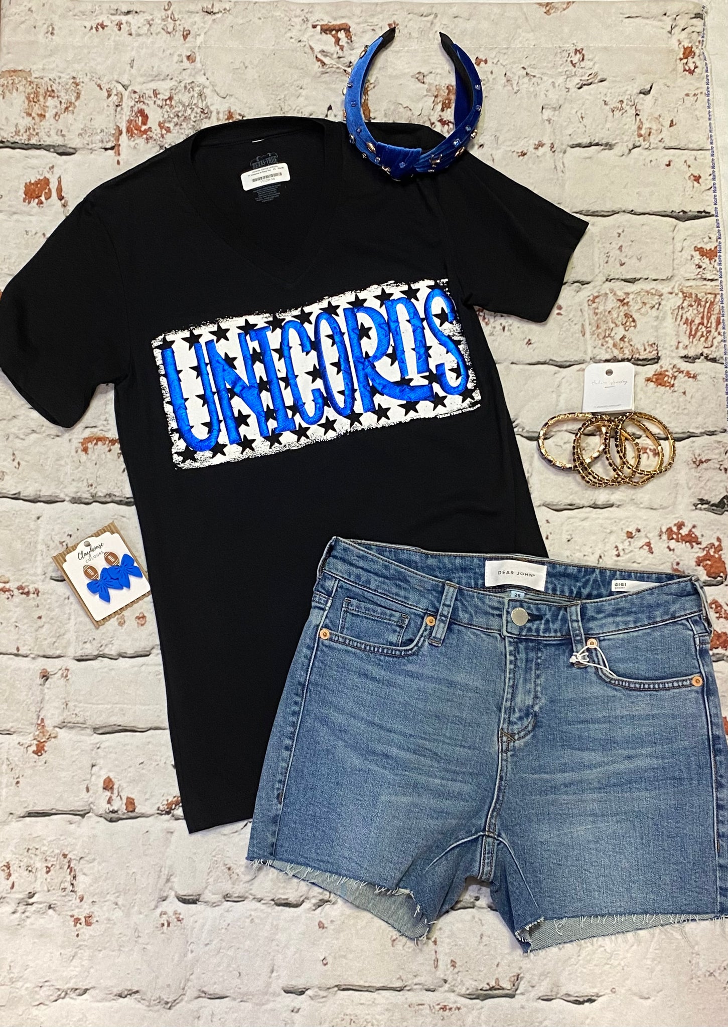 Metallic Puff Unicorns with Stars Tee