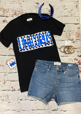 Metallic Puff Unicorns with Stars Tee