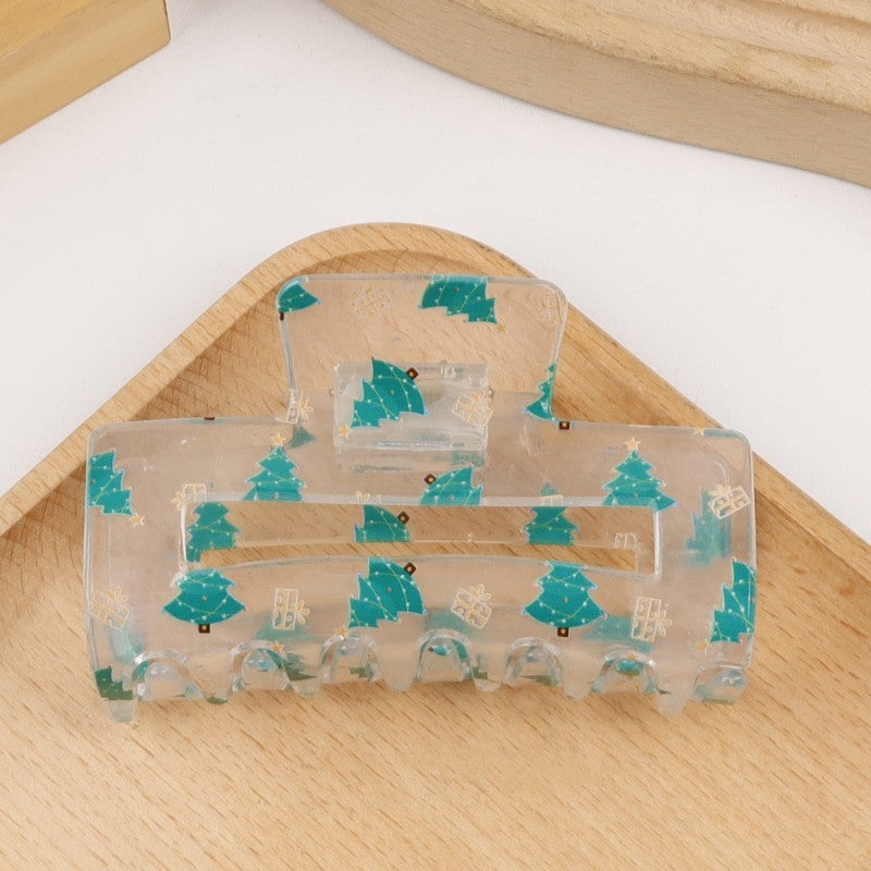 Christmas Tree Santa Holiday Hair Claw