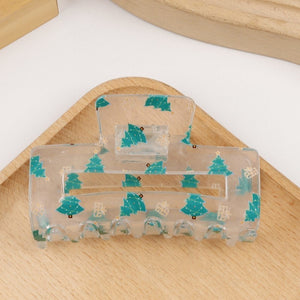 Christmas Tree Santa Holiday Hair Claw