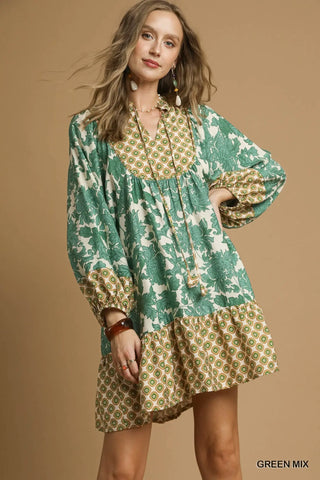 Geometric Print Boho Dress