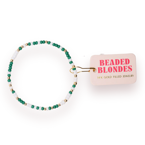 Beaded Blondes Dark Green & White Sprinkle Bracelet