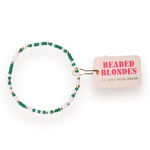 Beaded Blondes Dark Green & White Sprinkle Bracelet