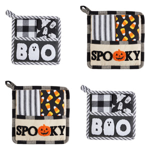 Mudpie Halloween Pot Holder & Dish Towel Set