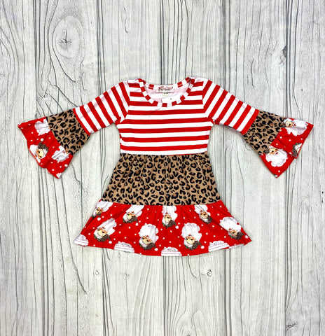 Girls Tiered Santa Dress