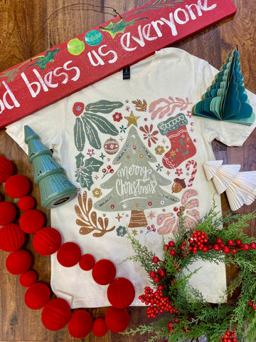 Sage Merry Christmas Tree Tee