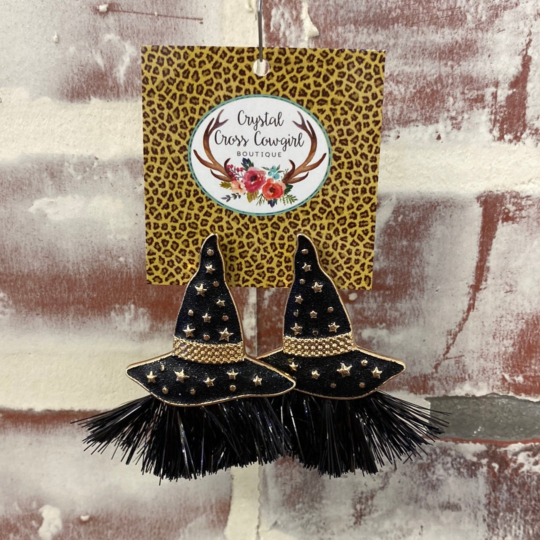 Witch Hat with Tassels Earrings