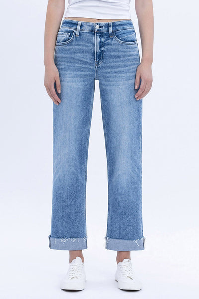 Flying Monkey High Rise Cuffed Crop Straight Jeans