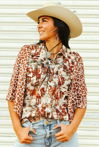 Cheetah Cowgirl Top