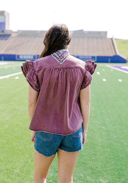 Layerz Marley Top-Maroon