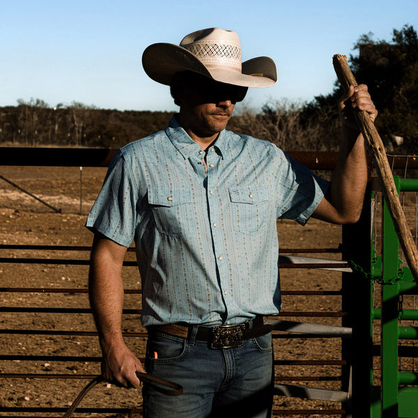 Burlebo Performance Western Shirt- Ranch Blue Jean