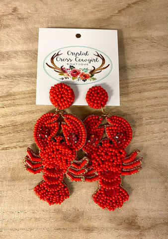 Beaded Crawfish Earrings