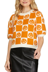 Pumpkin Checkered Sweater