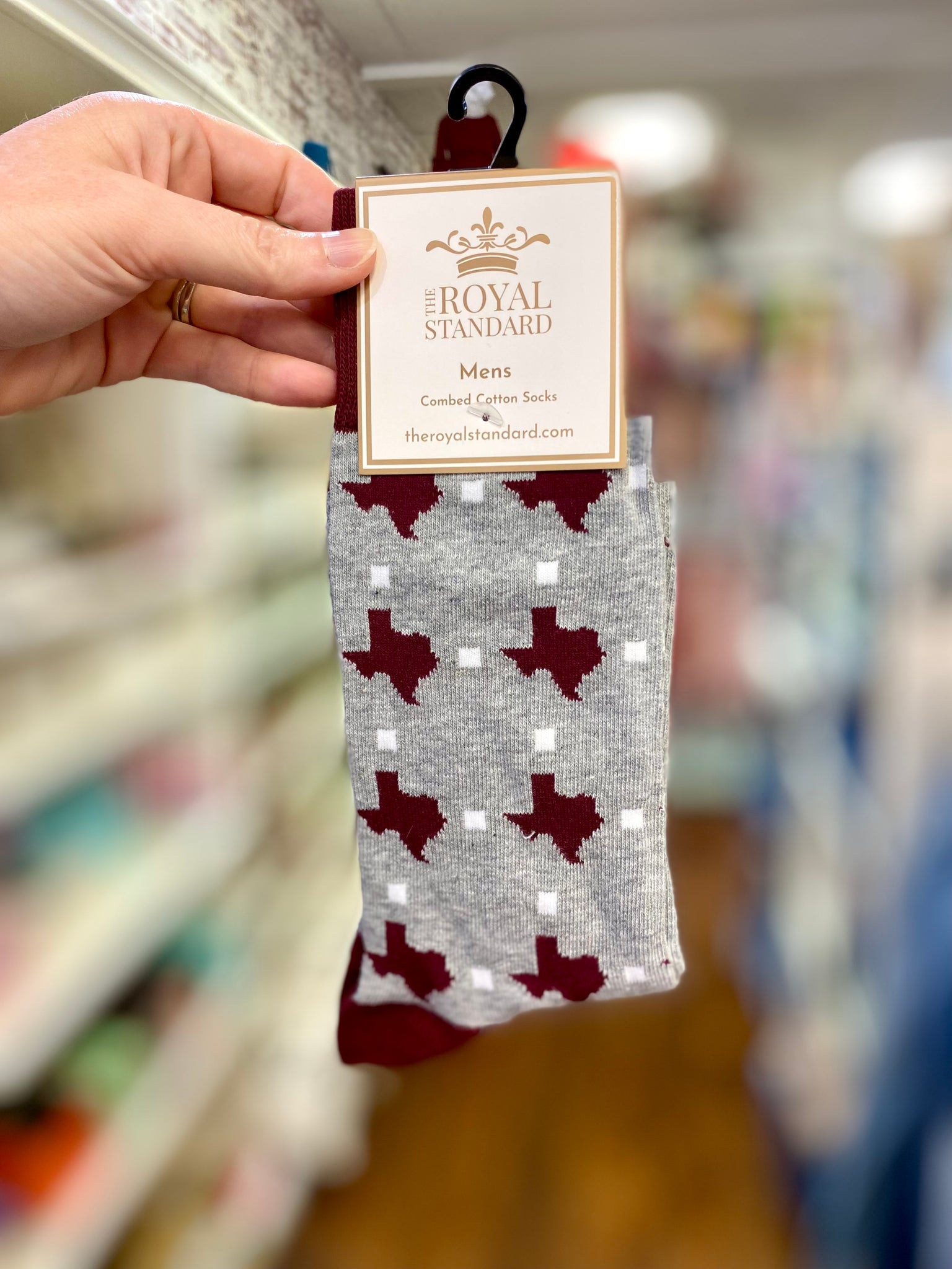 Men’s Texas Pride Socks-Maroon/Gray