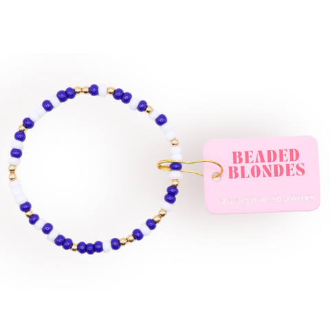 Beaded Blondes Cobalt Blue & White Sprinkle Bracelet