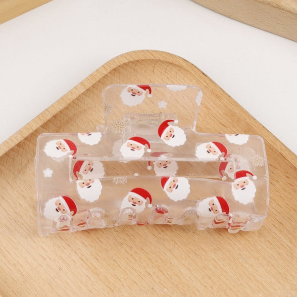 Christmas Tree Santa Holiday Hair Claw