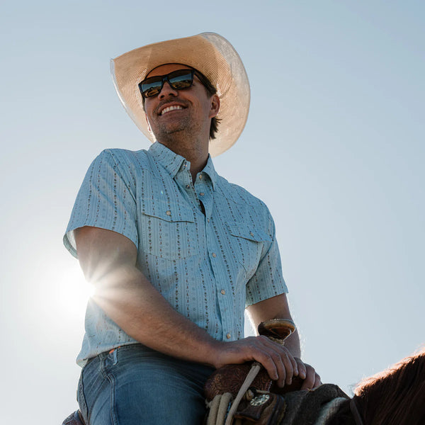 Burlebo Performance Western Shirt- Ranch Blue Jean