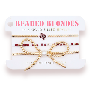 Beaded Blondes TAMU Aggies Logo Bow Stack  of 3