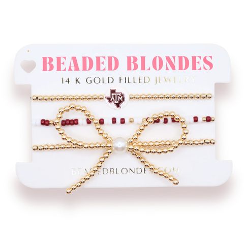 Beaded Blondes TAMU Aggies Logo Bow Stack  of 3