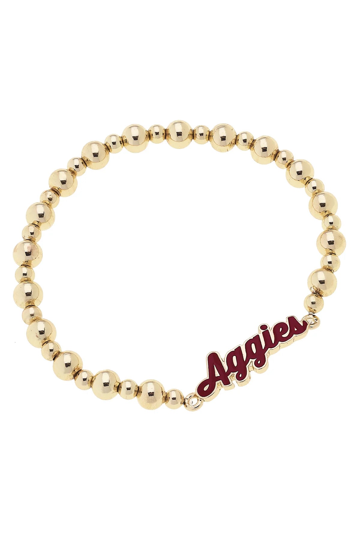 Texas A&M Aggies Autograph Enamel Stretch Bracelet in Shiny Gold