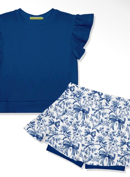 Girls Blue Bow Set