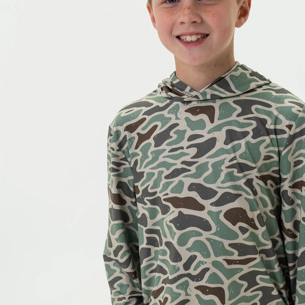 Burlebo Youth Performance Hoodie- Retro Duck Camo